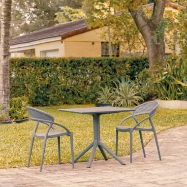 Compamia Sunset Patio Dining Set with 2 Chairs Dark Gray - Lifestyle