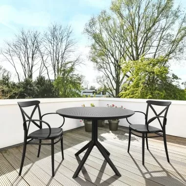 Compamia Sky Round Folding Table 42 inch Black - Lifestyle 3