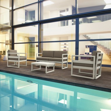 Mykonos Patio Loveseat with Sunbrella Cushion - Lifestyle 1 - Natural