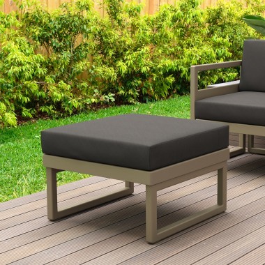 Mykonos Ottoman Taupe with Sunbrella Canvas Charcoal Cushion