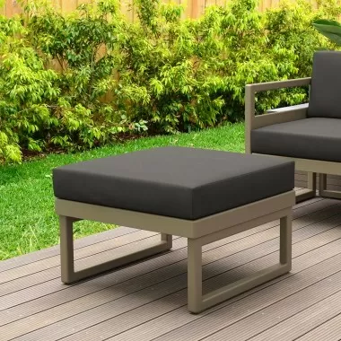 Mykonos Ottoman Taupe with Sunbrella Canvas Charcoal Cushion