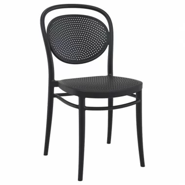 Marcel Resin Outdoor Chair Black - Angled View