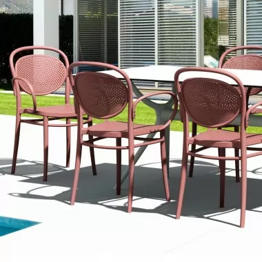 Compamia Marcel XL Resin Outdoor Arm Chair Marsala - Lifesytle 2
