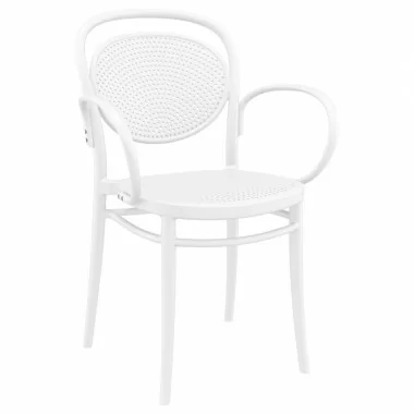 Marcel XL Resin Outdoor Arm Chair White - Angled