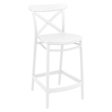 Cross Counter Stool White - Angled