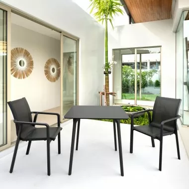 Compamia Maya 31 inch Outdoor Square Dining Table in Black - Lifestyle 2