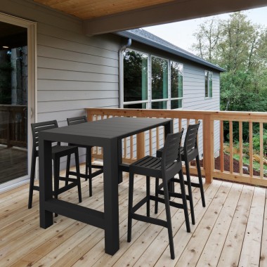 Compamia Vegas Ares 5 pc Bar Set with 39 inch to 55 inch Extendable in Black - Lifestyle 