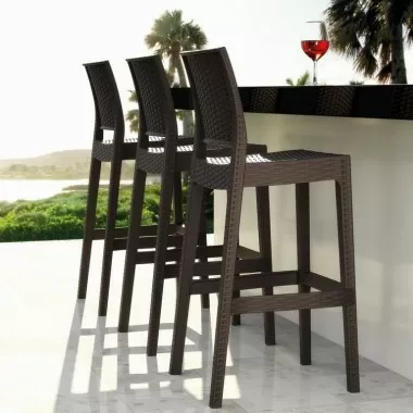 Jamaica Resin Wickerlook Barstool Dark Gray - Lifestyle
