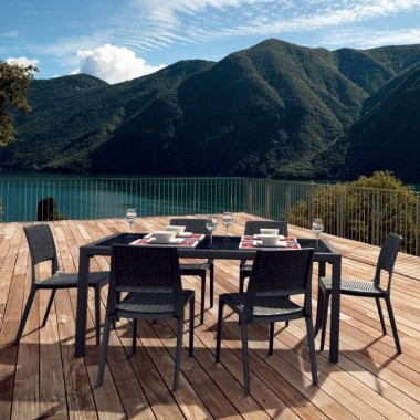Compamia Miami Wickerlook Square Dining Set 5 Piece with Side Chairs