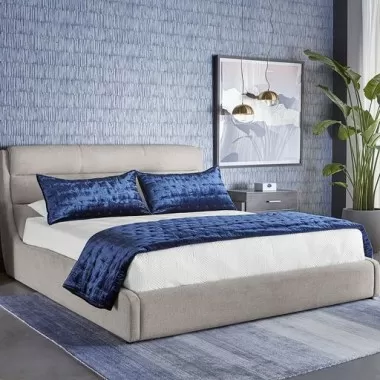 Sunpan Senna Bed Queen / King Belfast Heather Grey - Lifestyle