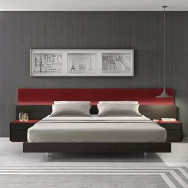 J&M Furniture Lagos Red & Wenge Lacquer King Platform Bed