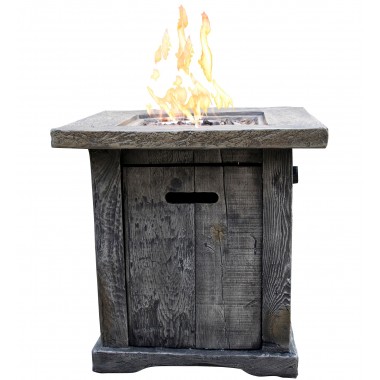 Crawford and Burke Macedon Wood Look Outdoor Gas Fire Pit, Front Angle