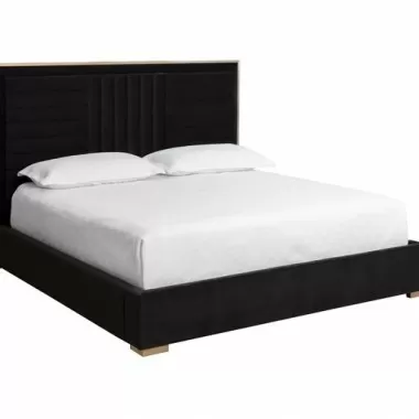 Sunpan Mabel Bed King in Abbington Charred Brown / Antonio Porcelain - Front Angle