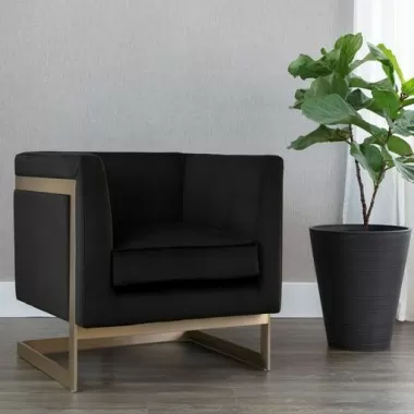 Sunpan Yvette Armchair Gold in Abbington Charred Brown - Lifestyle