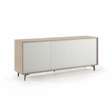Casabianca LENOX Buffet-server In Light Oak Melamine Frame With White Pattern Melamine Doors 