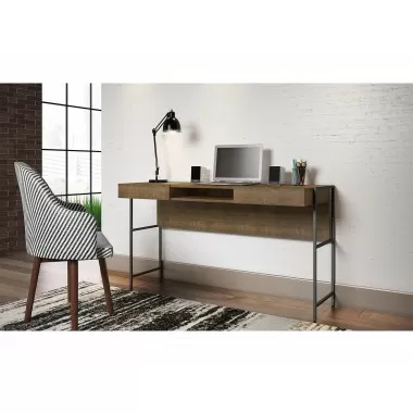 Casabianca CLARK EXECUTIVE Office Desk In Walnut Melamine With Black Painted Metal Frame - Lifestyle