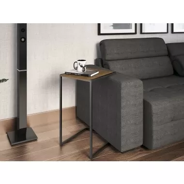 Casabianca CLARK C End Table In Walnut Melamine With Black Painted Metal Frame - Lifestyle 1