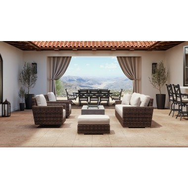 Montecito Ottoman in Canvas Flax w/ Self Welt - Lifestyle