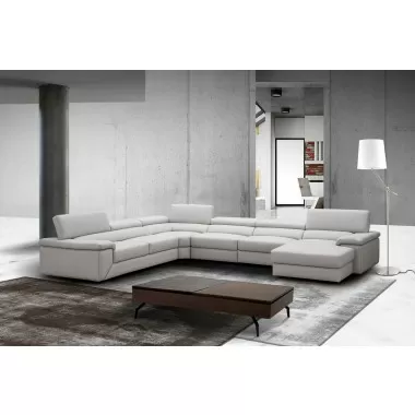 J&M Kobe Left Facing Leather Sectional Grey