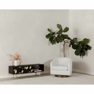 Moe's Home Collection Oscy Swivel Chair Splashed White - Lifestyle