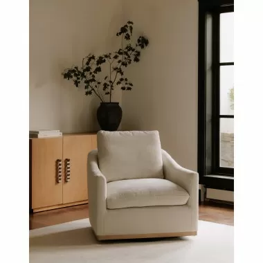 Moe's Home Collection Linden Swivel Chair in Soft Beige - Lifestyle