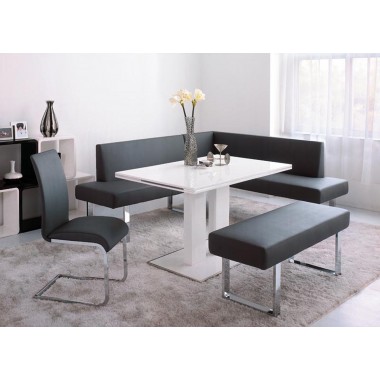 Armen Living Amanda Black Corner Sofa - Lifestyle