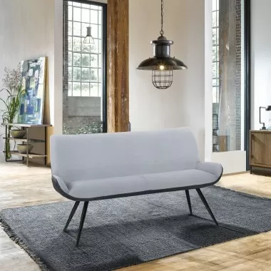 Armen Living Coronado Contemporary Bench in Brushed Gray Powder Coated Finish and Gray Fabric - Lifestyle