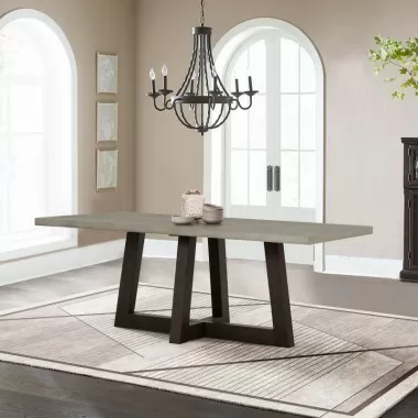 Armen Living Elodie Gray Concrete And Dark Gray Oak Rectangle Dining Table In Dark Grey 