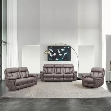 Armen Living Estelle Power Loveseat in Gunmetal Fabric 