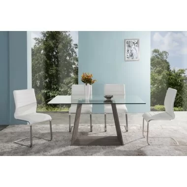 Fusion Contemporary Side Chair In White and Stainless Steel - Set of 2 01