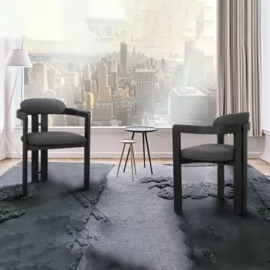 Armen Living Jazmin Contemporary Dining Chair In Black Brushed Wood Finish And Charcoal Fabric - Set of 2