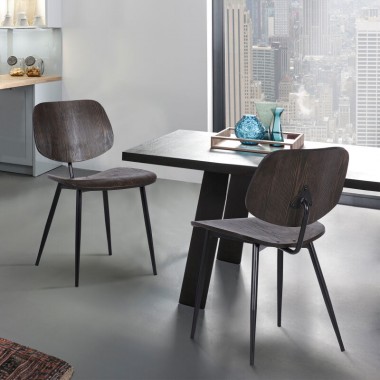 Armen Living Miki Mid-Century Walnut Wood Dining Accent Chairs (Set of 2) In Brown
