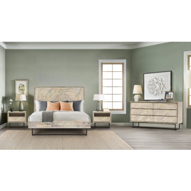 Armen Living Peridot 1 Drawer Nightstand In Natural Acacia WoodIin Gray