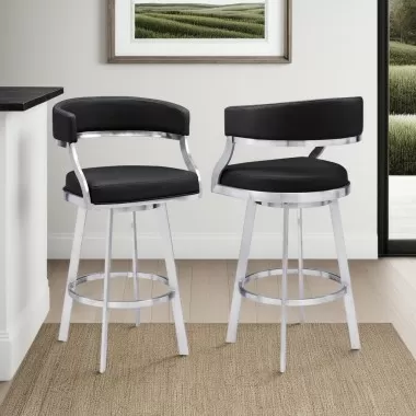 Saturn Contemporary 26" Bar Height Barstool in Black - Lifestyle