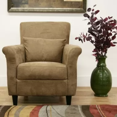 Baxton Studio Marquis Tan Microfiber Club Chair - Front Lifestyle