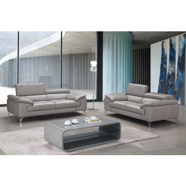 J&M Furniture Liam Grey Leather Sofa