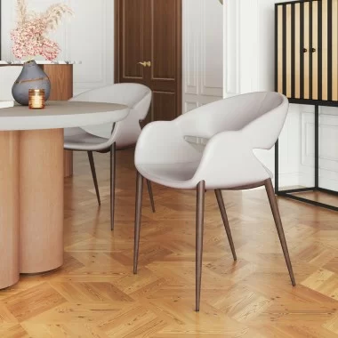Limay Dining Chair Beige & Walnut- Lifestyle 1