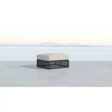 Sunset West Milano Ottoman with Cushion in Echo Ash - Lifestyle