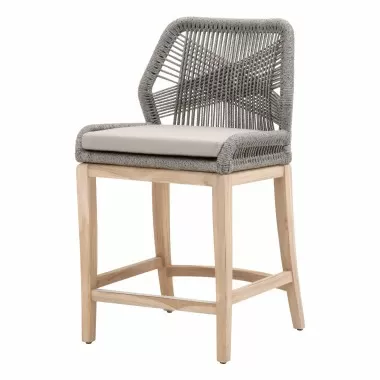 Loom Outdoor Counter Stool - Platinum Reinforced - Front Side Angle