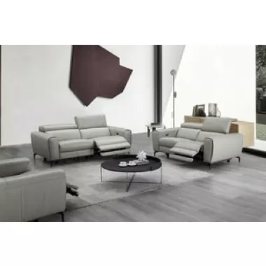 J&M Furniture Lorenzo Sofa in Light Grey- Set View