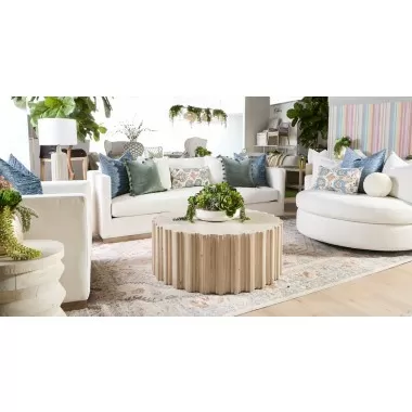 Essentials For Living Lourne Grand Swivel Sofa Chair - Performance Boucle Snow  - Lifestyle