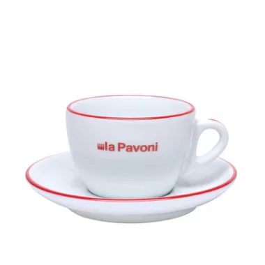 La Pavoni Cappuccino coffee Cups & Saucers in Ceramic (Set of 6)