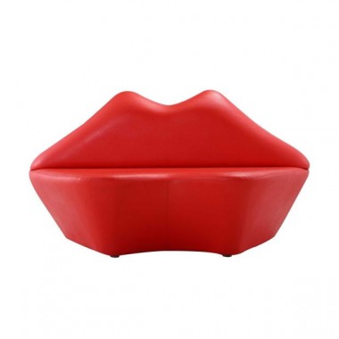 Manhattan Comfort Kiss 61.8 in. Red Faux Leather 2-Seater Loveseat Front
