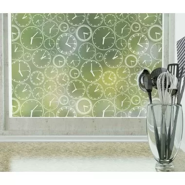 Odhams Press About Time Frosted Non-Adhesive Decorative Window Film - Privacy Cling Film