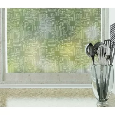 Odhams Press Short Circuit Frosted Non-Adhesive Decorative Window Film - Privacy Cling Film