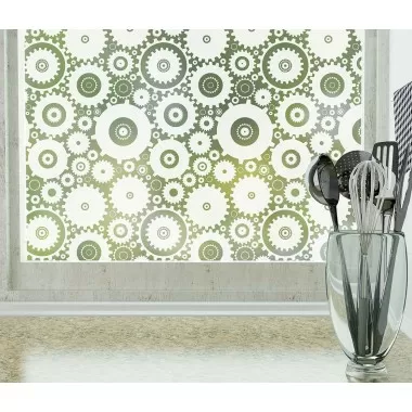 Odhams Press Sprockets Frosted Non-Adhesive Decorative Window Film - Privacy Cling Film