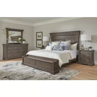 Madison Ridge Brown Queen Bed with Chest Footboard-Lifestyle 1