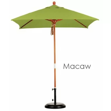 California Umbrella 6'x6' Wood Market Umbrella Pulley Open Marenti Wood - Sunbrella