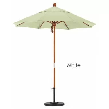 California Umbrella 7.5' Wood Market Umbrella Pulley Open Marenti Wood - Olefin