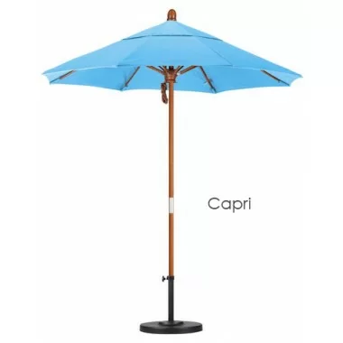California Umbrella 7.5' Wood Market Umbrella Pulley Open Marenti Wood - Pacifica
